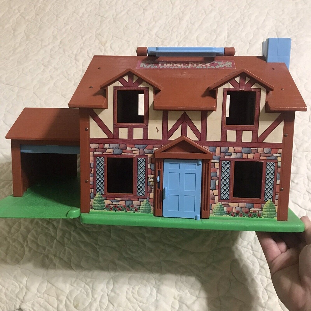 Vtg. Fisher Price Little People Brown Tudor Play House 952 Door Bell Works 1980